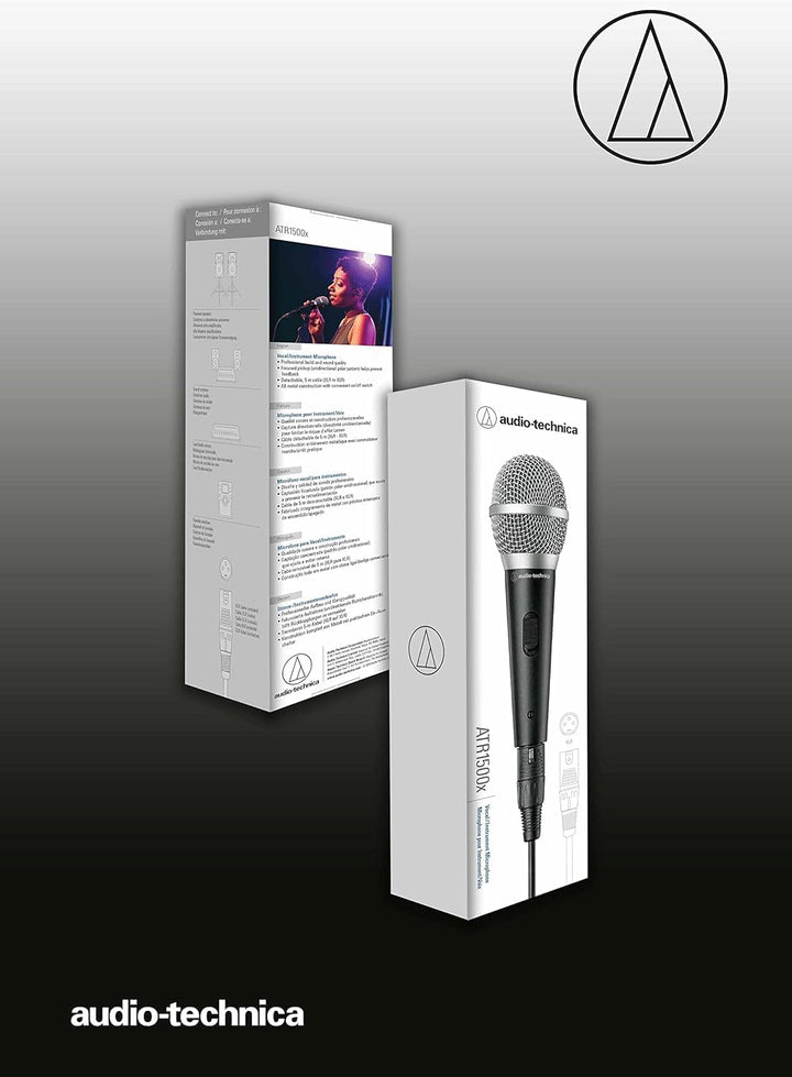 Audio-Technica ATR1500x Unidirektionales Dynamisches Stimm-/Instrumentenmikrofon Schwarz, ATR1500x