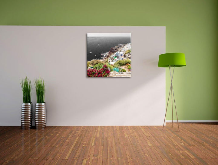 Pixxprint Griechische Küste als Leinwandbild/Grösse: 70x70 cm/Wandbild/Kunstdruck/fertig bespannt, 7