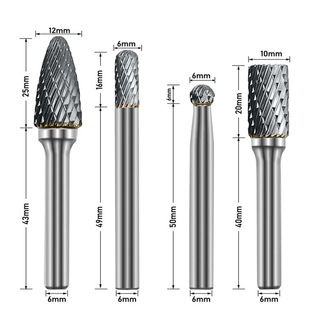 Hartmetall FräSstifte Set, 8 Stück Metall FräSer Wolframcarbid HartmetallfräSer Mit 1/4" (6mm) Schaf