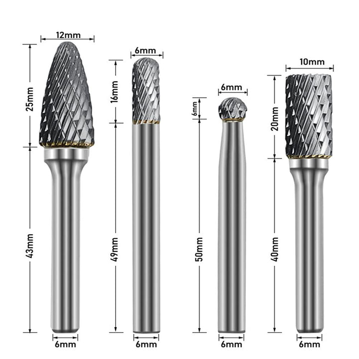 Hartmetall FräSstifte Set, 8 Stück Metall FräSer Wolframcarbid HartmetallfräSer Mit 1/4" (6mm) Schaf
