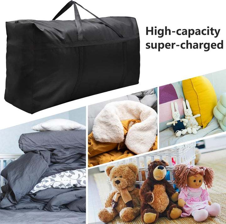 2er Pack 120L Extra Grosse Aufbewahrungstaschen, 600D Oxford Schwere Tragetaschen mit Reissverschlüs