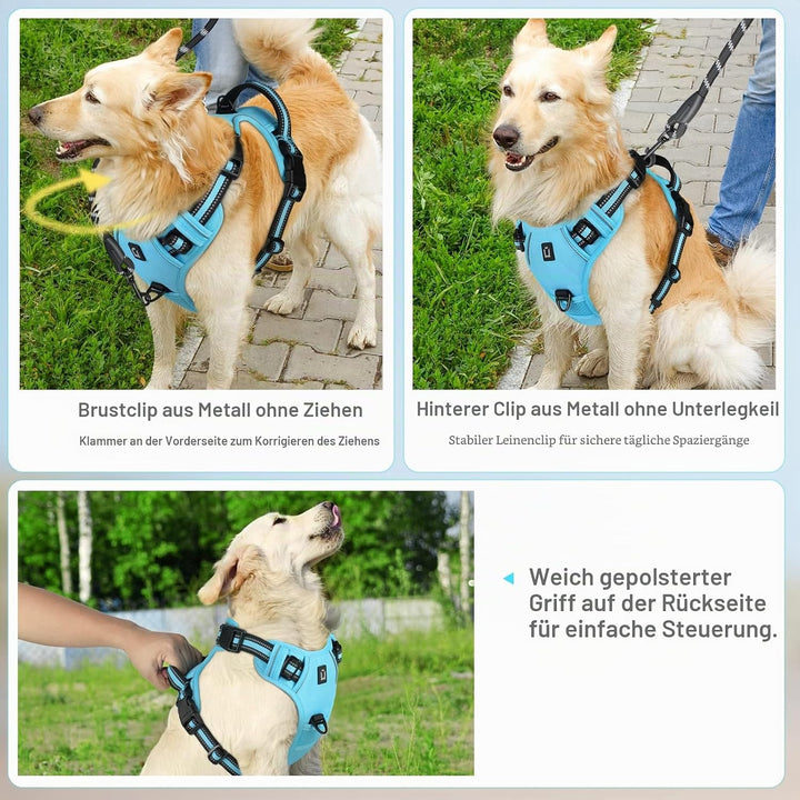 Hundegeschirr No-Pull für Kleine, Grosse und Mittelgrosse Hunde - Weich, Atmungsaktiv, Einstellbar,