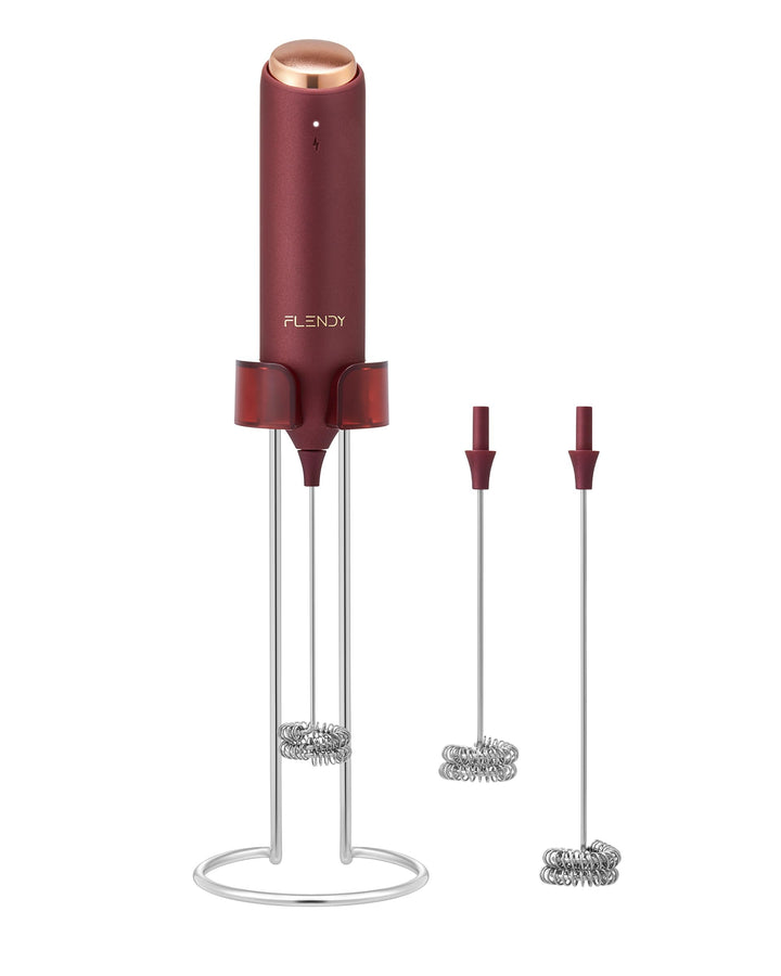 Flendy Wiederaufladbarer Elektrischer Milchaufschäumer-Stab mit Ladesockel | USB‑C‑Ladesockel, Doppe