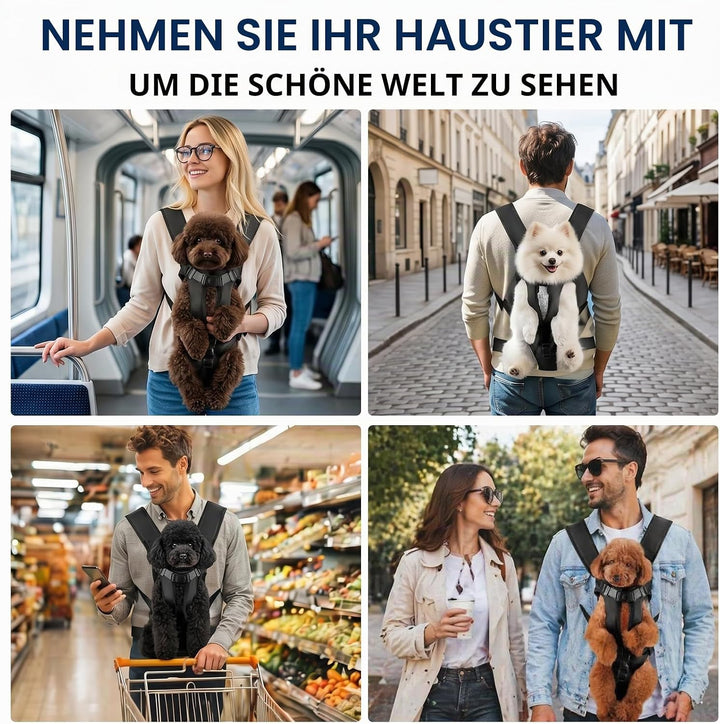 Hunderucksack bis 10kg, Verstellbarer Frontträger für Welpen &amp; kleine Hunde, Atmungsaktive Sicherhei