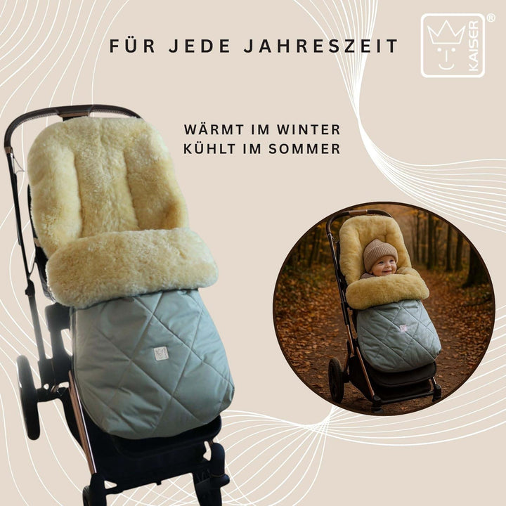 Kaiser Coosy Lammfell Kinderwagen Fusssack, 85 x 45 cm, Universal Passform (salbei green), salbei gr