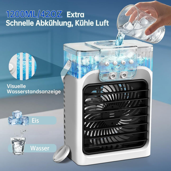 Klimaanlage Mobil, 4-in-1-Mobile Klimageräte mit Fernbedienung/3 Geschwindigkeiten/3 Nebelmodi/1200-