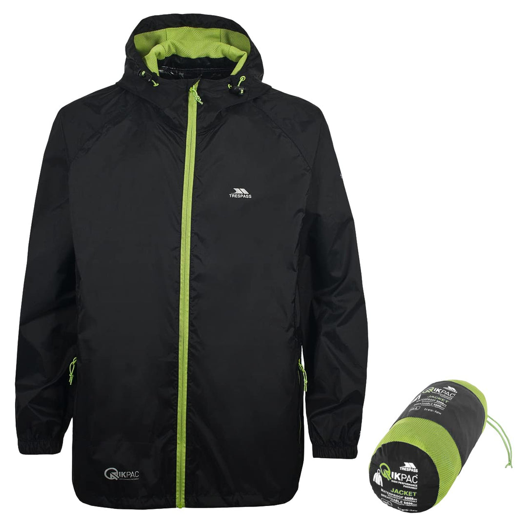 Trespass Unisex Qikpac Jacket Kompakt Zusammenrollbare Wasserdichte Regenjacke (1er Pack) L Schwarz