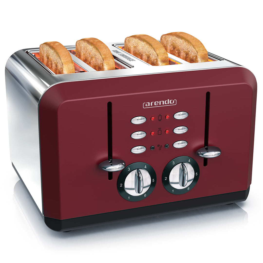 Arendo - Automatik Toaster 4 Scheiben - Edelstahlgehäuse - bis zu vier Sandwich und Toast-Scheiben -
