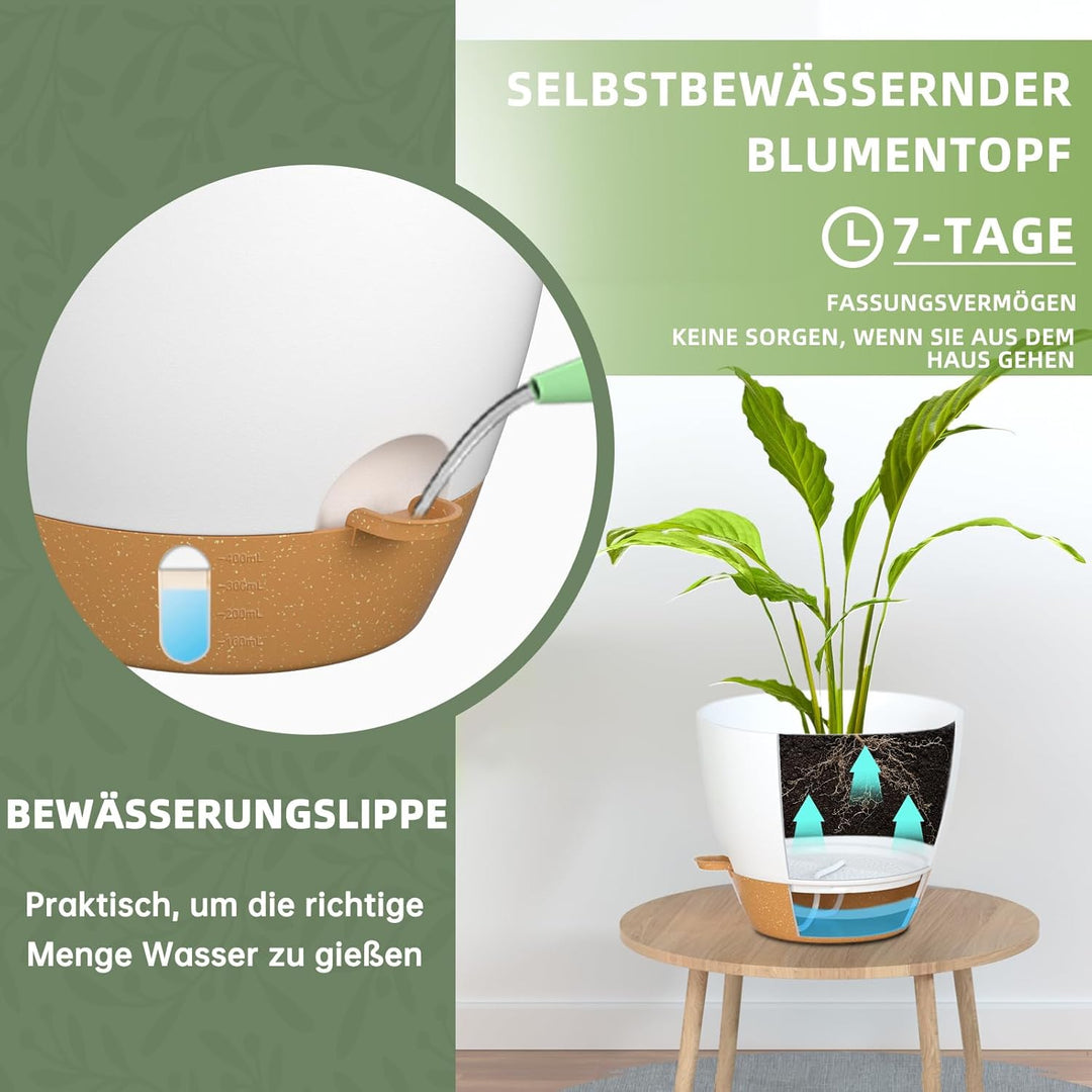 ZMTECH 15 cm Kunststoff-Pflanztöpfe mit Selbstbewässernde Pflanztöpfe mit Abflusslöchern und herausn