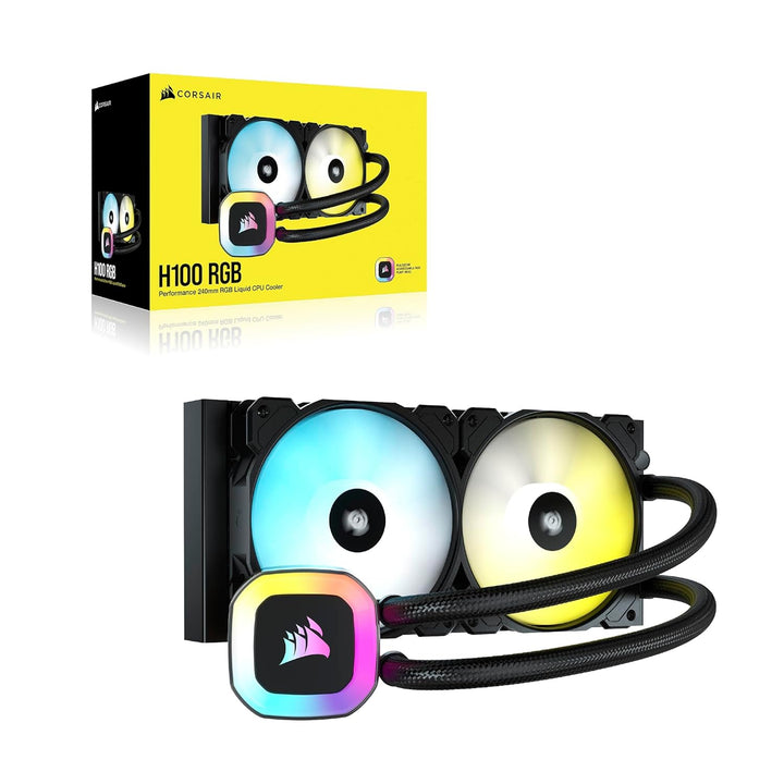 CORSAIR H100 RGB-Flüssig-CPU-Kühler - 240mm AIO - SP120 RGB Elite Lüfter - Passend Für Intel LGA 120