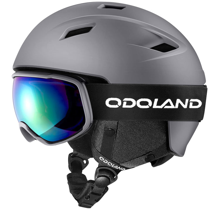 Odoland Skihelm und Skibrille Set Snowboardhelm mit Snowboardbrille für Damen und Herren Ski Goggles