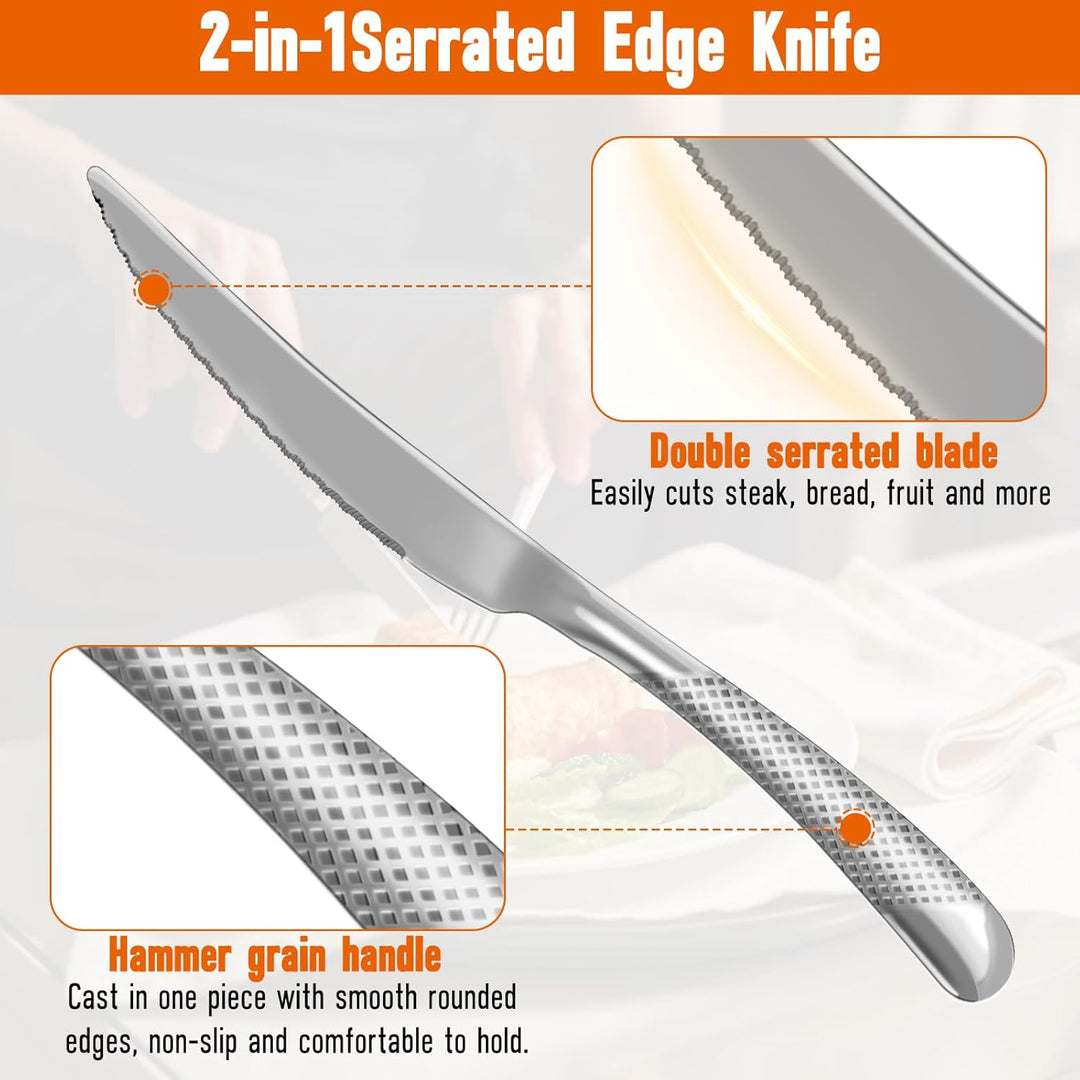 FANTICDE Besteck Set für 8 Personen,40 teilig Essbesteck Set inkl,Messer, Gabel, Löffel, Besteck Ede