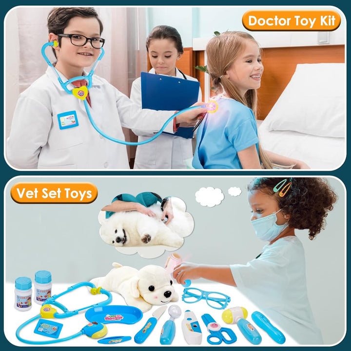 BUYGER Arztkoffer Kinder ab 3 Jahre, Doktorkoffer Mit Zubehör Stethoskop, Spritze, Arzt Set mit Lich