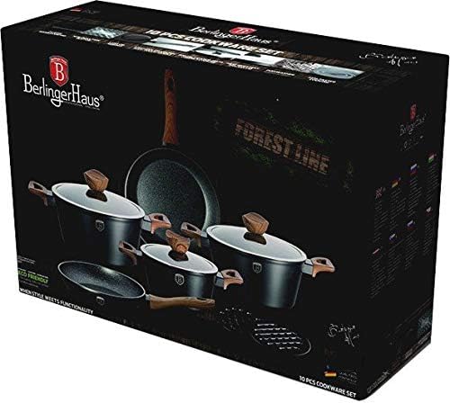 Kochtopf 10.TLG Set Topf Aluguss| Kochtopf Set Antihaft Beschichtung | Kochtopfset Mit 2 Pfannen | T