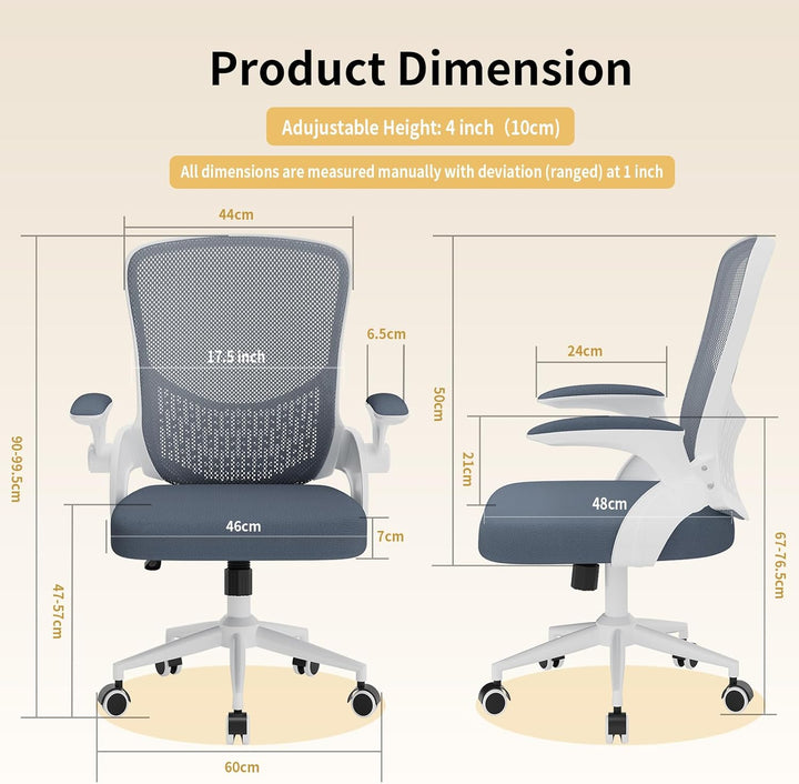 naspaluro Ergonomischer Bürostuhl, Schreibtischstuhl mit 90° Klappbaren Armlehnen, Einzigartige Lend