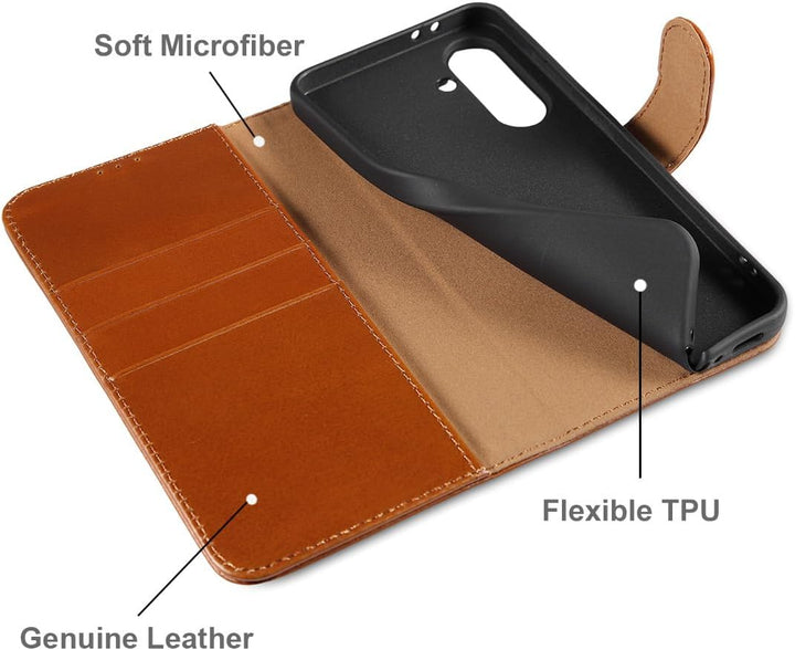 LENSUN Echtleder Hülle für Samsung Galaxy A36, Handyhülle [Echtes Leder][Brieftasche] Handytasche Le