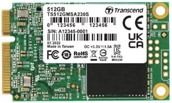 Transcend MSA230S 512 GB SATA III 6 Gb/s mSATA Internal Solid State Drive (SSD) 3D TLC NAND (TS512GM