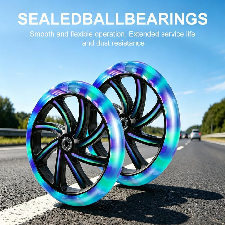 2 Stück 200x40mm Scooter Rollen, Ersatzreifen ScooterRäder mit ABEC-9 Lager, Anti-Rutsch Roller Räde
