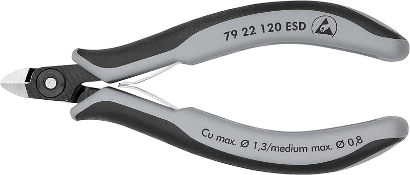 Knipex Präzisions-Elektronik-Seitenschneider ESD brüniert, mit Mehrkomponenten-Hüllen 120 mm 79 22 1