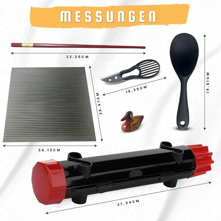 Sushi Maker Set Mit Bazooka, Maki Roller und Formen - DIY Starter Set für Anfänger, Zubehör für Perf