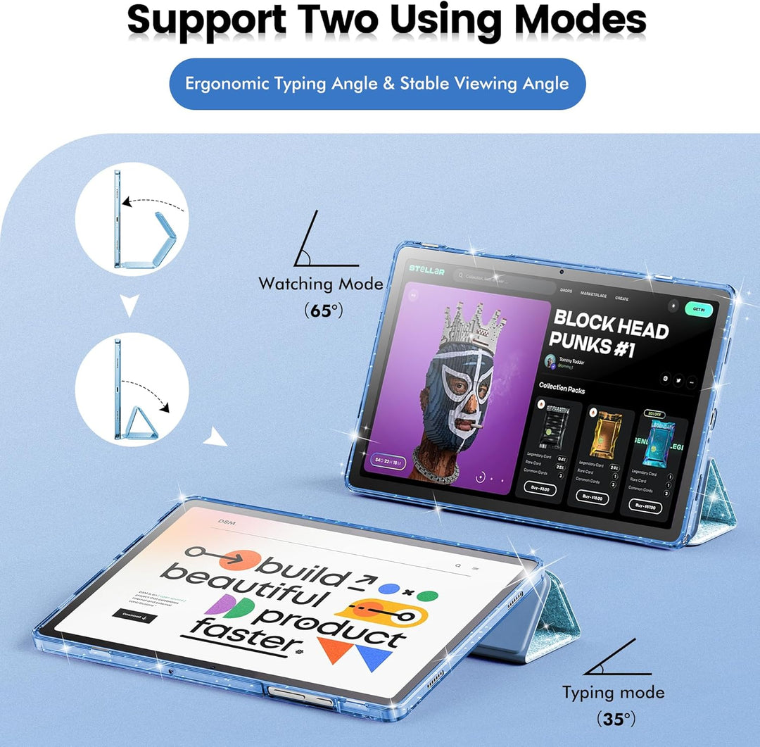 INFILAND Hülle für Samsung Galaxy Tab A11+/A9+11 Zoll (2023/2025),Glitzernde Schutzhülle mit funkeln