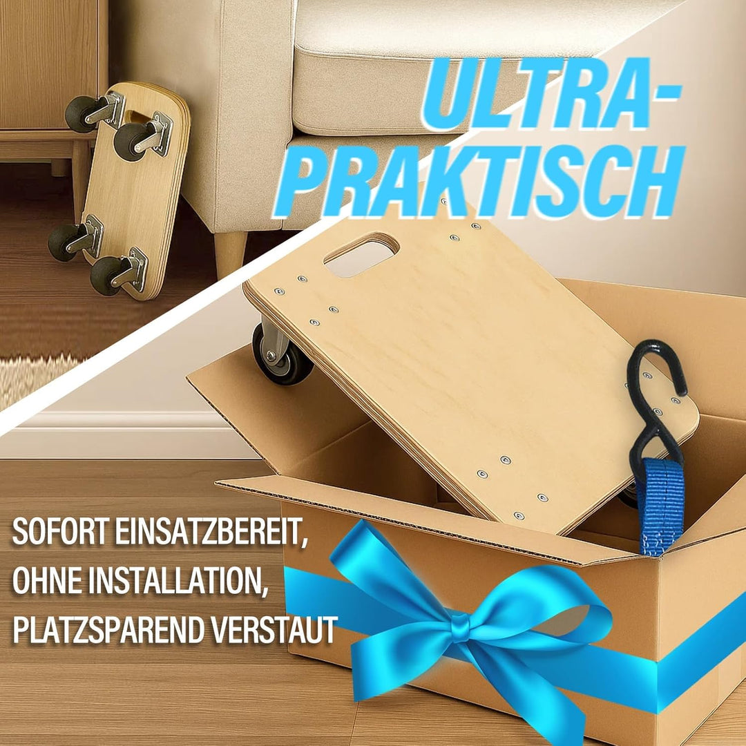 Rollbrett mit Zugseil 30×30 cm | Schwerlast-Transportroller 200 kg Tragkraft | Möbelroller & Pflanze