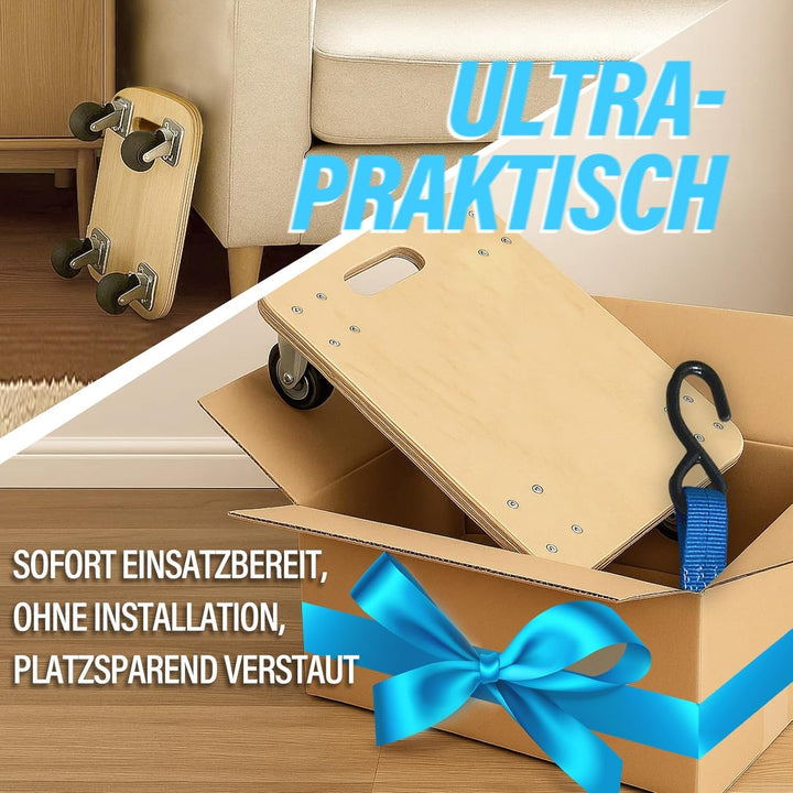 Rollbrett mit Zugseil 30×30 cm | Schwerlast-Transportroller 200 kg Tragkraft | Möbelroller & Pflanze
