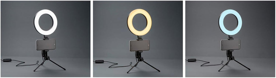 2X LED Handy Ringlicht Ø 16 cm mit Stativ und Handyhalter Dimmbar Smartphone Lampe Licht Ringleuchte