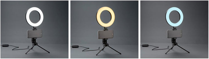 2X LED Handy Ringlicht Ø 16 cm mit Stativ und Handyhalter Dimmbar Smartphone Lampe Licht Ringleuchte