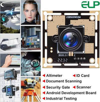 ELP 5MP USB-Kameramodul High Definition CMOS OV5640 Kleine USB-Kamera mit 2,8mm Objektiv für Dokumen