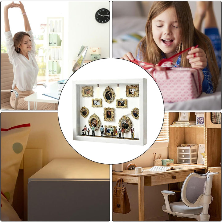 Mini-Museums-Silhouettenbox, Museumsbox-Bilderrahmen-Set mit Mini-Figuren und Lichtern, Bilderrahmen
