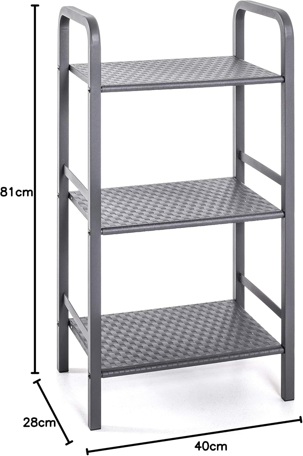 HAKU Möbel Regal, Metall, grau, B 40 x T 28 x H 81 cm 40 x 28 x 81 cm, 40 x 28 x 81 cm