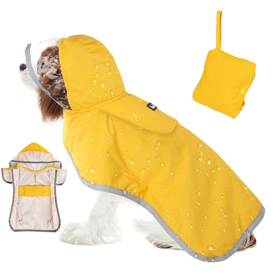 Eyein Wasserdichter Hunderegenmantel, Regenmantel für Mittlerer Hunde mit Kapuze und weichem Futter,