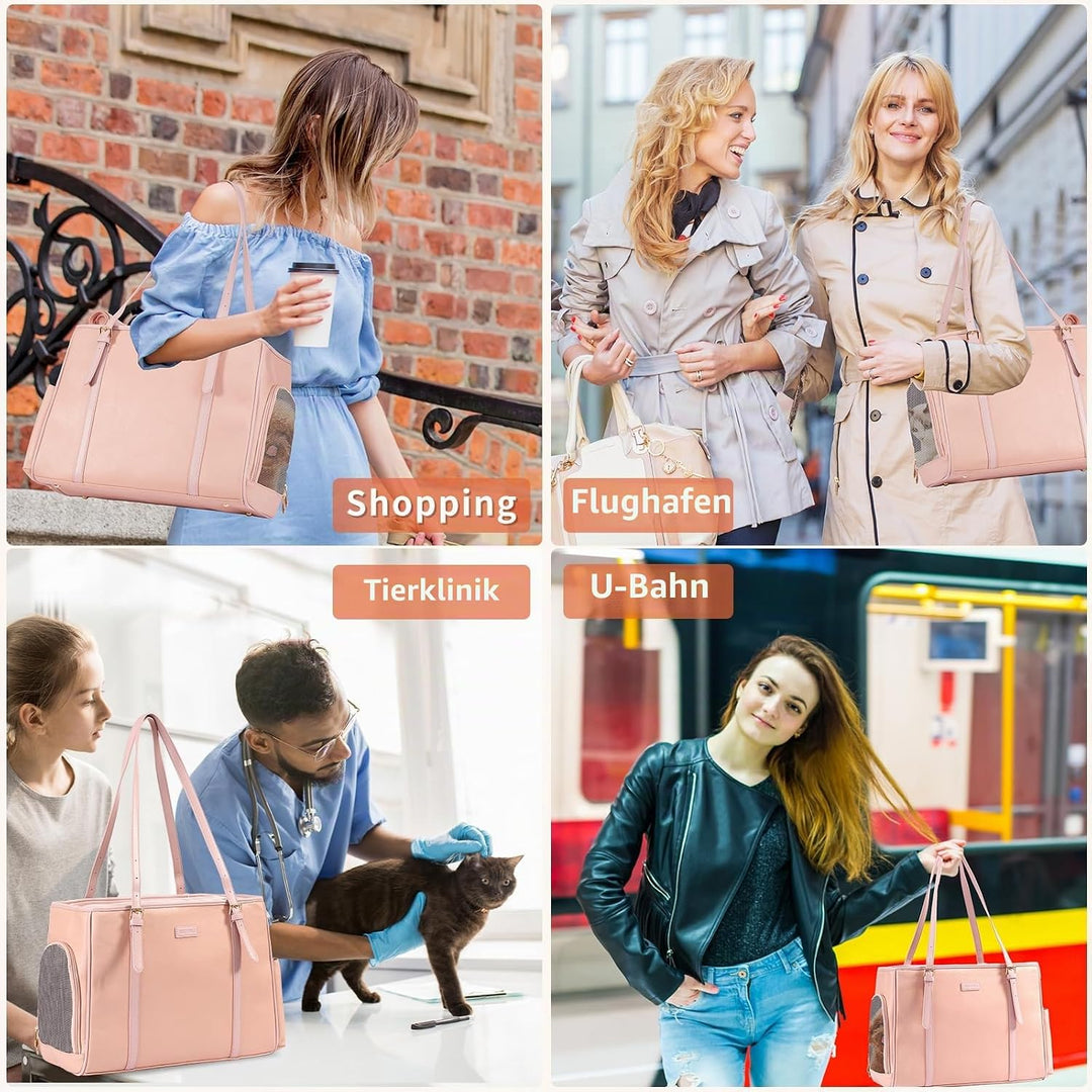 Lasaviin Modische Hunde-Geldbörse, Haustier-Tragetasche, Ledertasche für kleine Hunde, Katzen, Welpe