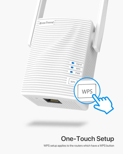 BrosTrend WLAN Verstärker/Repeater AC1200, Dual WLAN, 867 Mbit/s 5 GHz und 300 Mbit/s 2,4 GHz, 1 Eth