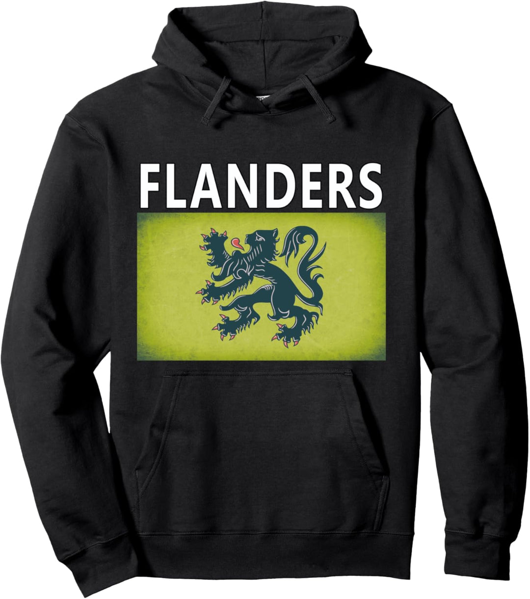 Distressed-effect National Flag of Flanders Pullover Hoodie