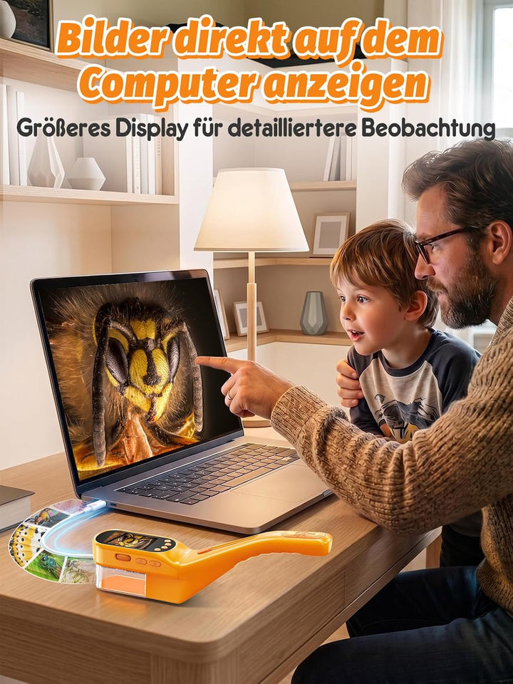 Acoath Mikroskop für Kinder, Insektenfänger Entdeckerset, 2,4-Zoll-Bildschirm, Fotografieren erlaubt