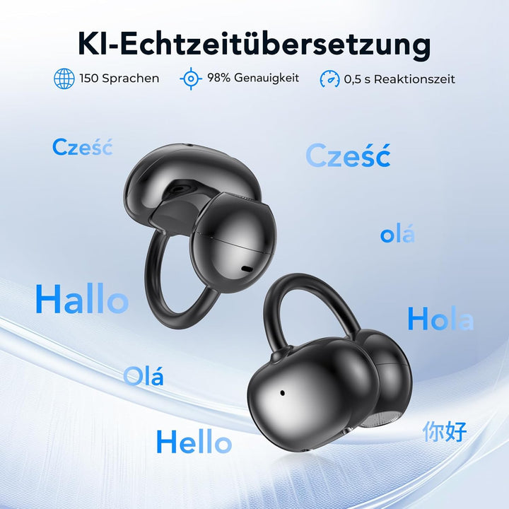 NE32 Ki Übersetzer Kopfhörer mit LCD，3-in-1 Übersetzungskopfhörer，150 Sprachen mit 9 Übersetzungsmod