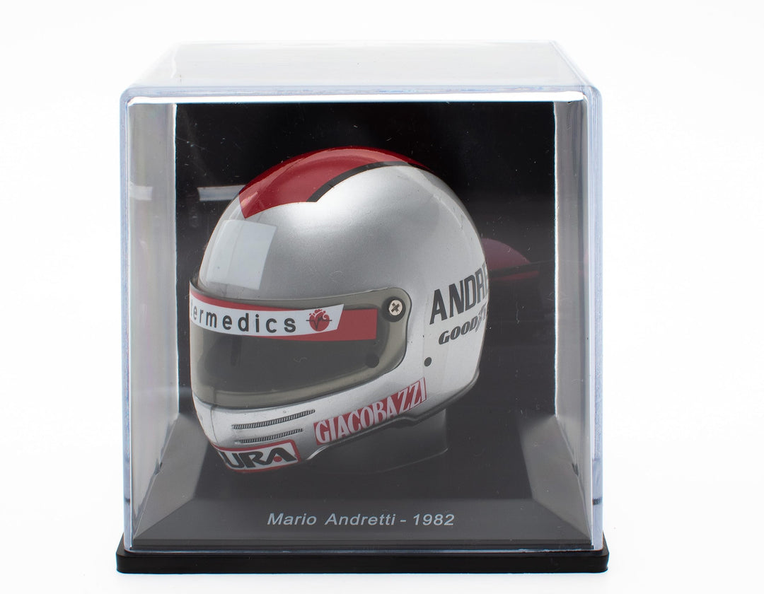 - Helmreproduktion im Massstab 1:5 des berühmten Ferrari F1-Formel-1-Fahrers: Mario Andretti – 1982