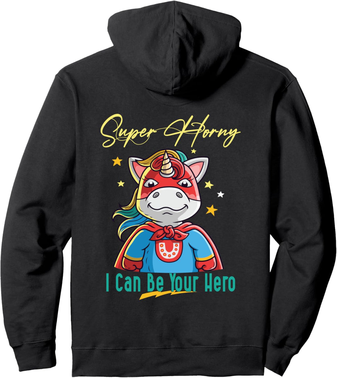 Einhörner Wortspiel Erwachsenen Kostüm Super Horny Einhorn Pullover Hoodie