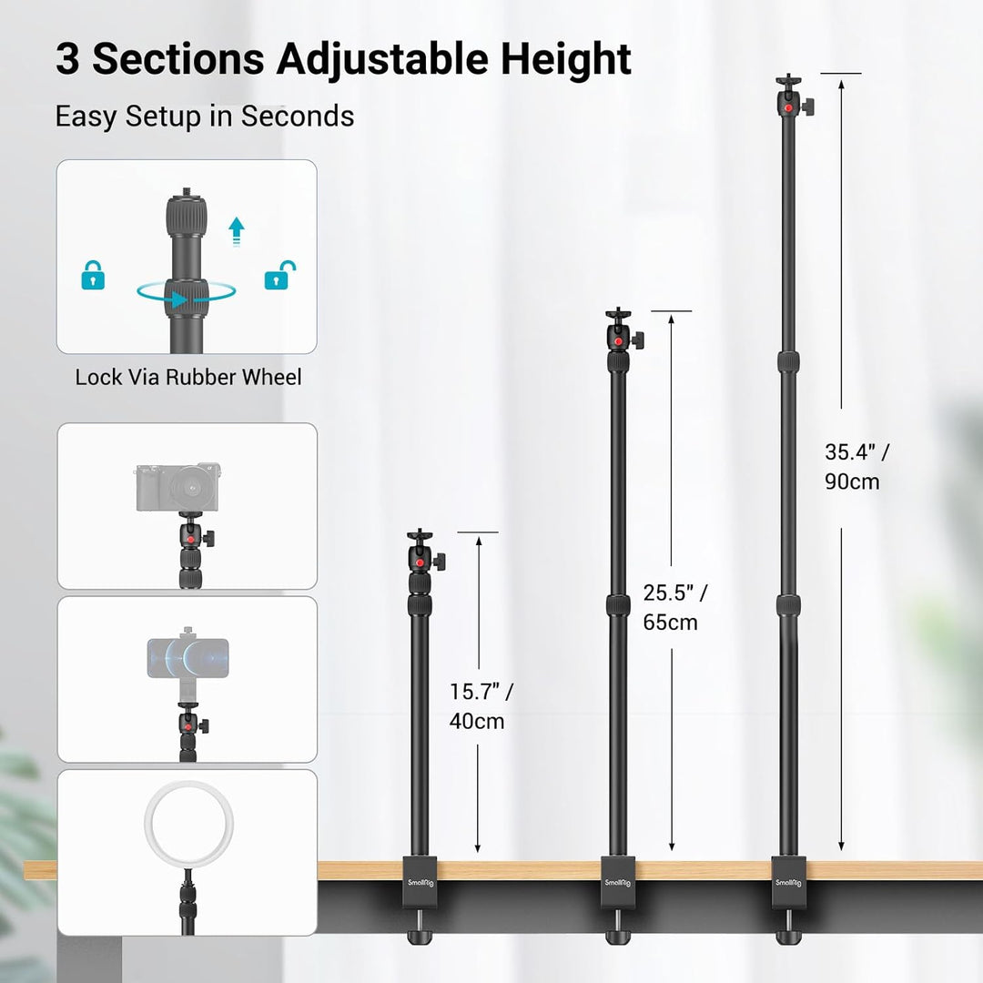 SmallRig Selection Tischklemme Kamera Stativ Lampenstativ mit 360ﾟKugelkopf für Kamera/Ringlicht/Sma