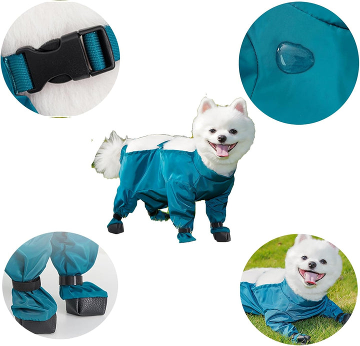 Hunderegenmantel Bauchschutz, Hundebodysuit Wasserdicht, Hunde Anti-Matsch Kleidung für Spaziergang,