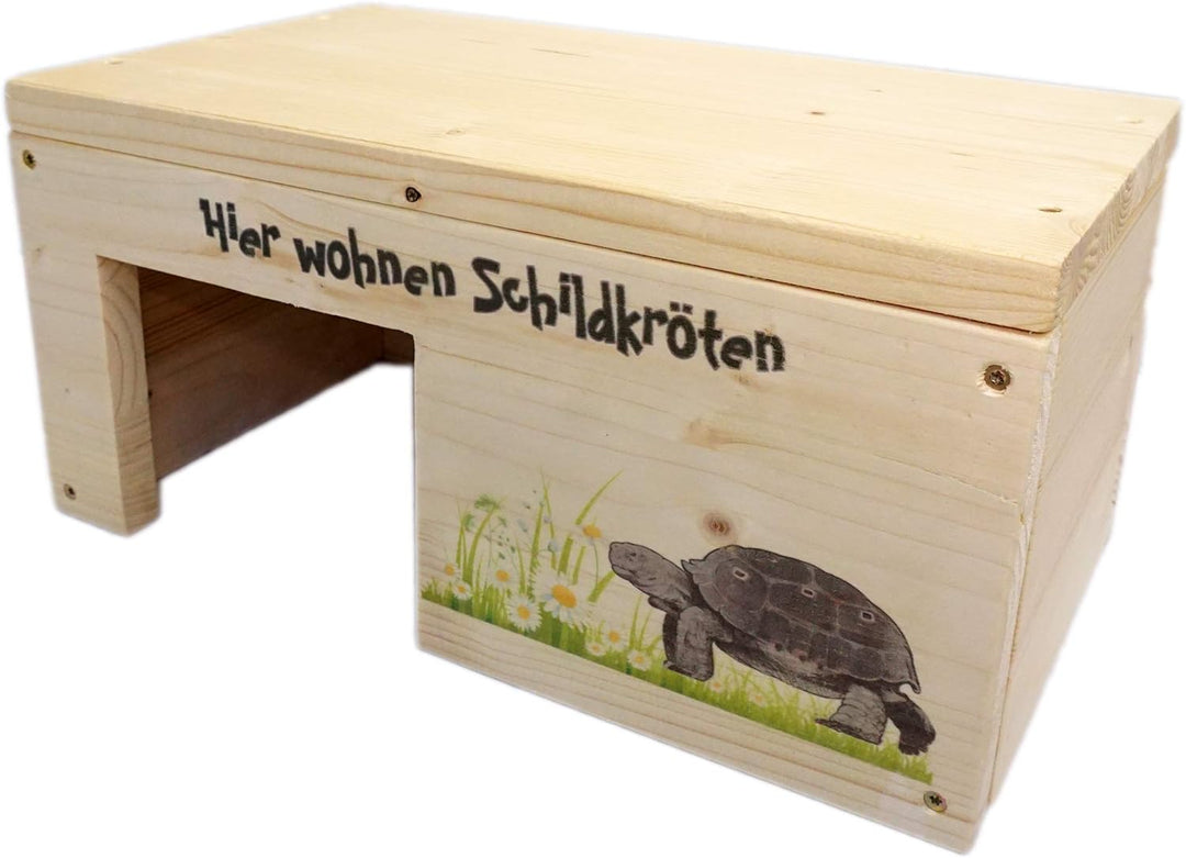 Nagerstore Schildkrötenhaus S Terrarium Schutzhaus mit Motiven & Holzlasur