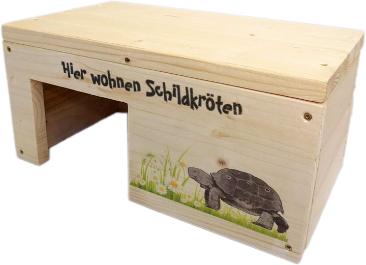 Nagerstore Schildkrötenhaus S Terrarium Schutzhaus mit Motiven & Holzlasur