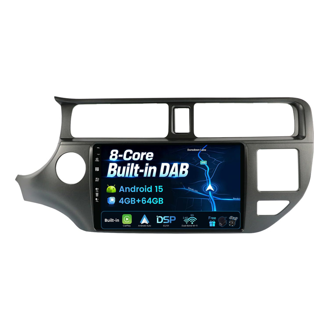 Android 15 - [Eingebaut DAB] - IPS Autoradio für Kia K3 Rio (2011-2015) - Kabellos Carplay/Android A