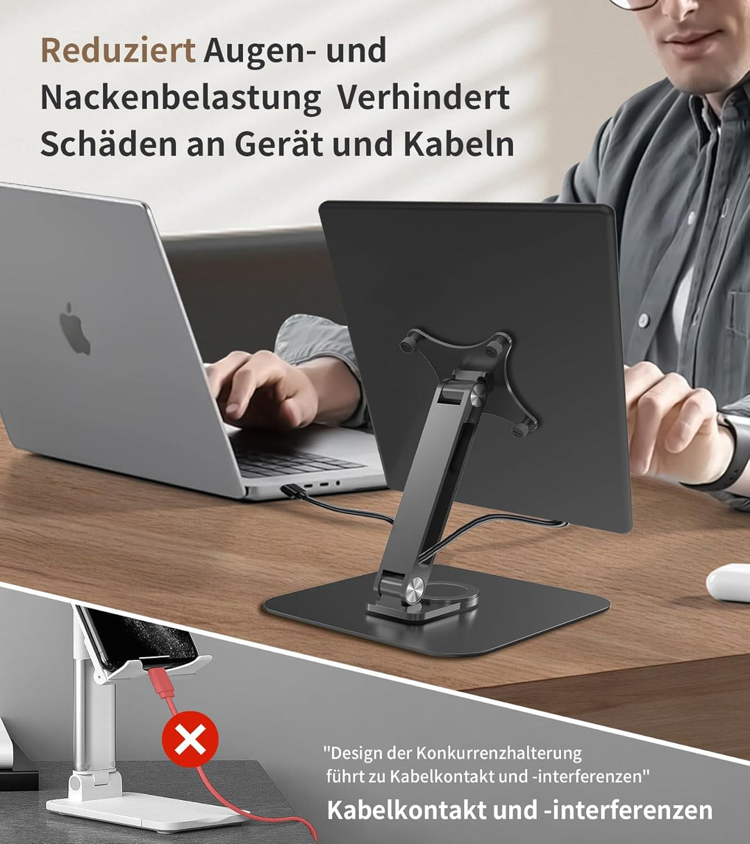 Monitorständer Einstellbarer mit 360° drehbarer Basis, Ergonomisch Tragbarer Monitorhalter, VESA 75x