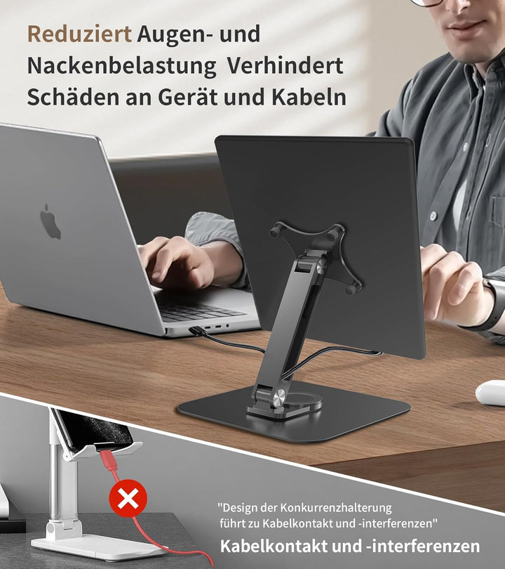Monitorständer Einstellbarer mit 360° drehbarer Basis, Ergonomisch Tragbarer Monitorhalter, VESA 75x