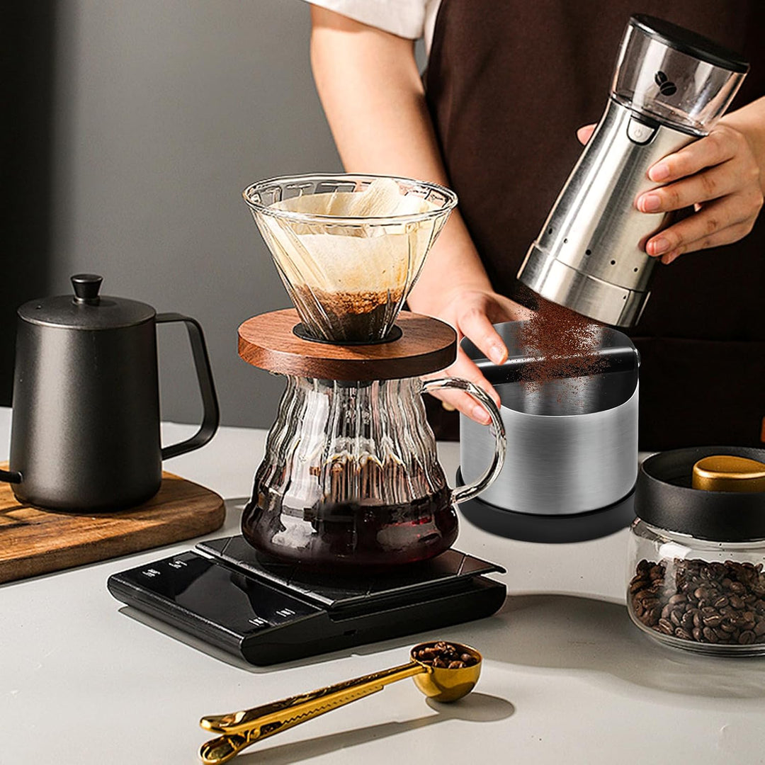 Abklopfbehälter für Siebträger - Espresso Abklopfbehälter Knock Box für Kaffeesatz, Edelstahl Kaffee