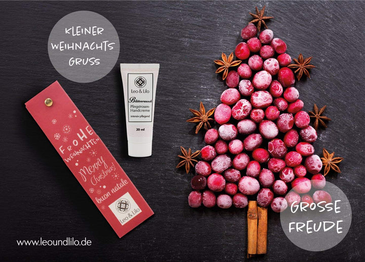 Leo & Lilo Handcreme Geschenkset Kleiner Weihnachtsgruss - 6 einzeln verpackte Naturkosmetik zertifi