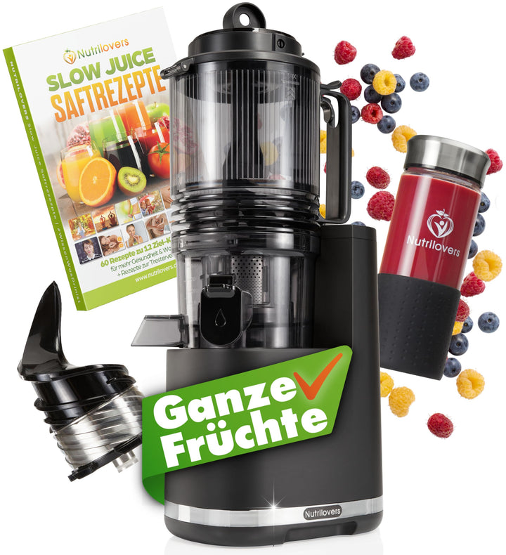 Nutrilovers Slow Juicer NUTRI-PRESS MAX+ Ganze Früchte entsaften Entsafter mit XXL 150 mm Öffnung, B